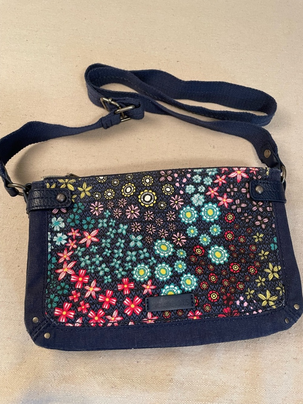 Saakroots Canvas Floral Navy Crossbody Bag